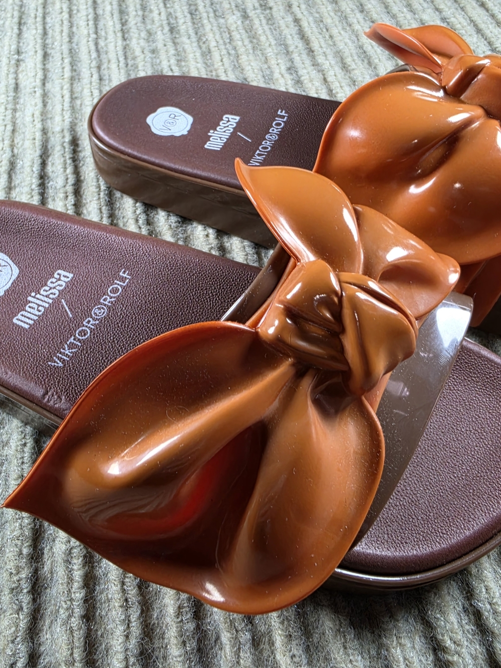 Melissa x Viktor & Rolf Women's Orange Bow Slide Sandals Size 5